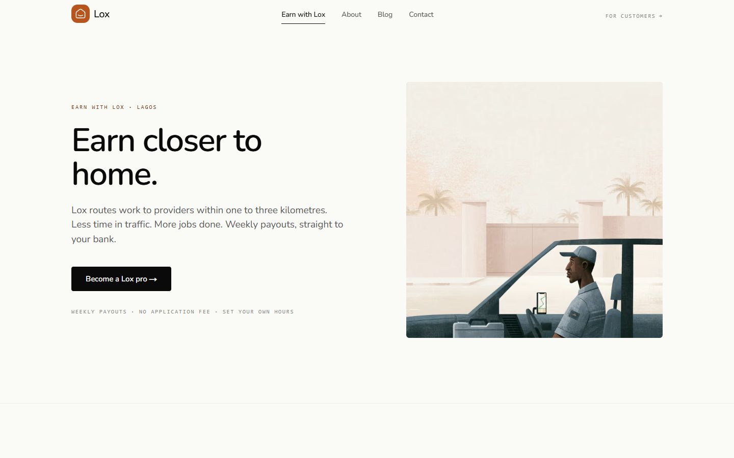 Current providers page: an illustration of a driver